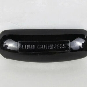 Lulu Guinness shiny black hard clamshell eyeglass case